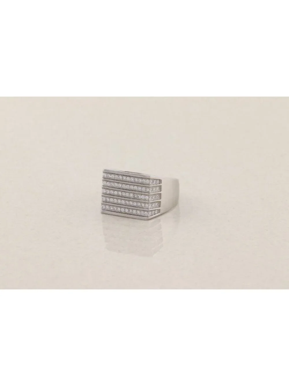 Men's Sterling Silver Sparkly Cubic Zirconia Ring Size 9 3/4
